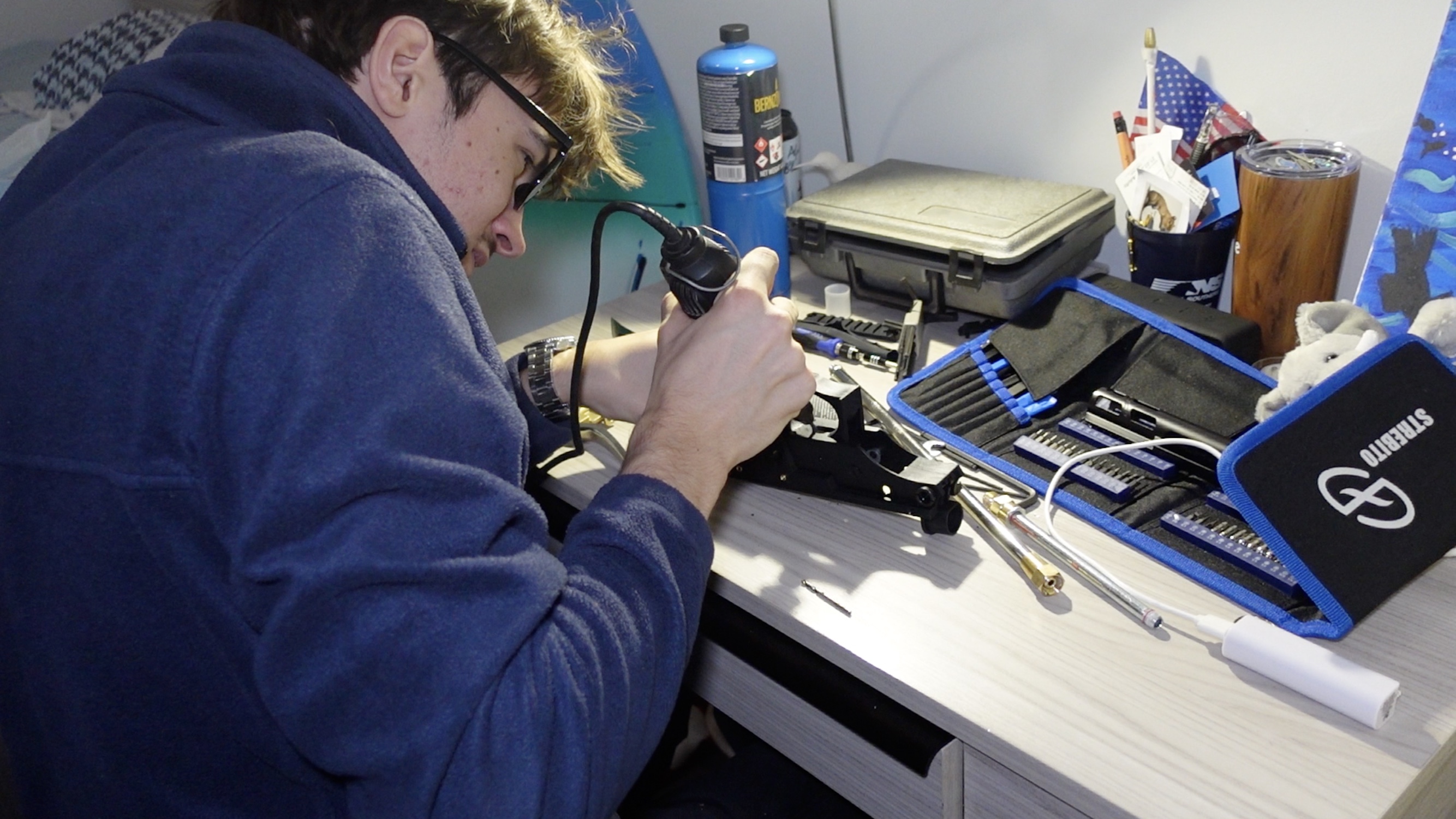 Drilling the hole for the trigger